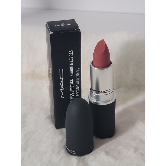 MAC Powder Kiss Lipstick – Shade Stay Curious | Soft Matte Hydrating Lipstick - Picture 1 of 3
